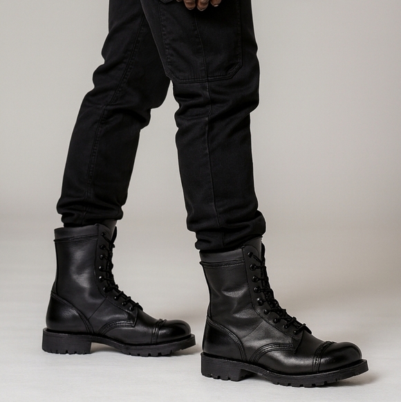Nice Carolina Jump Boots Black Leather Made In Usa Sz 8 Paratrooper main image 12